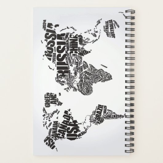 Wereldkaart in Typografie Planner (Achterkant)