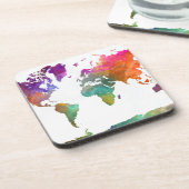 wereldkaart in Waterverf Onderzetter (Linkerzijde)