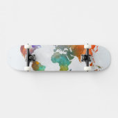 wereldkaart in Waterverf Skateboard (Horizontaal)