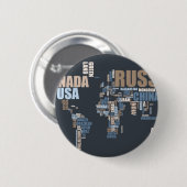 Wereldkaart in woorden ronde button 5,7 cm (Voorkant /achterkant)