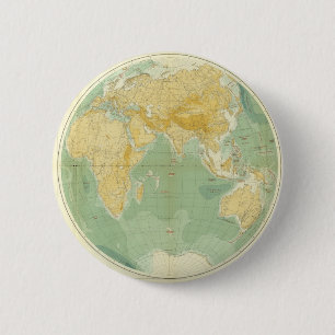 Wereldkaart Indische Oceaan, Europa, Azië, Afrika Ronde Button 5,7 Cm