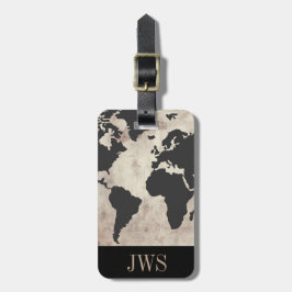 wereldkaart Initiaal Bagagelabel
