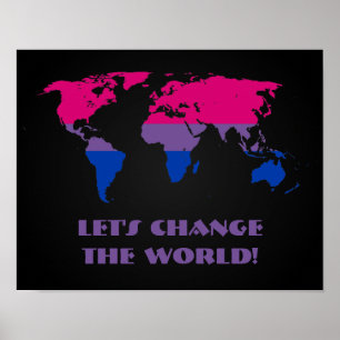 Wereldkaart-kaartenposter voor bisexuality pride poster