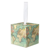 Wereldkaart Kubus Ornament (Voorkant hoekig)