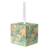 Wereldkaart Kubus Ornament (Achter hoekig)