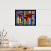 wereldkaart kunstdecor poster (Keuken)