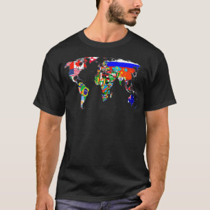 Wereldkaart landenvlaggenatlas t-shirt
