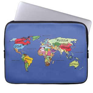 Wereldkaart Laptop Sleeve