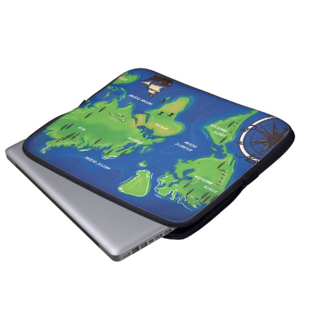 Wereldkaart Laptop Sleeve (Voorkant onderkant)