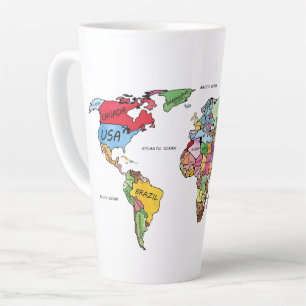 wereldkaart latte mok