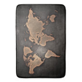 Wereldkaart leder, geografisch bruin badmat (Voorkant Verticaal)