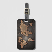 Wereldkaart leder, geografisch bruin bagagelabel (Voorkant (verticaal))