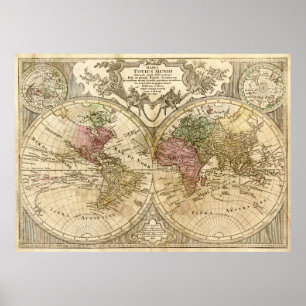 Wereldkaart Mappa Totius Mundi (1775) Poster