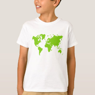 Wereldkaart - Marsgroen T-shirt