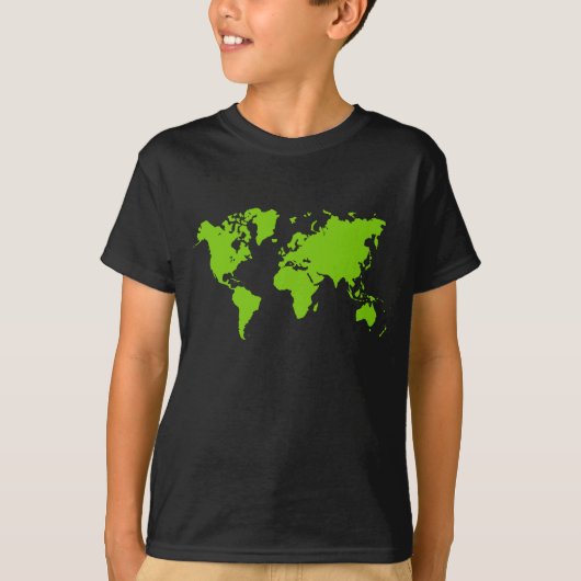 Wereldkaart - Martian Green T-shirt (Voorkant)