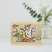 Wereldkaart Merman en Lyre Briefkaart (Staand voorkant)