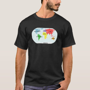 Wereldkaart met alle 7 continentale geografische d t-shirt