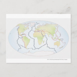 Wereldkaart met bord marges briefkaart