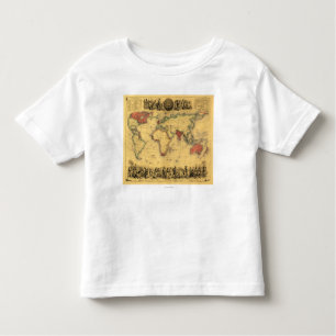 wereldkaart met Britse EmpirePanoramic Map Kinder Shirts