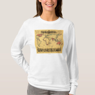 wereldkaart met Britse EmpirePanoramic Map T-shirt