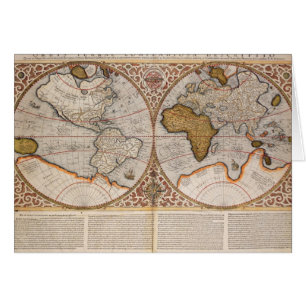 Wereldkaart met dubbele halfrond, 1587