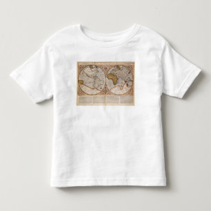 Wereldkaart met dubbele halfrond, 1587 kinder shirts