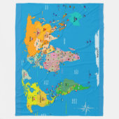 Wereldkaart met Flags Fleece Blanket Deken (Voorkant)