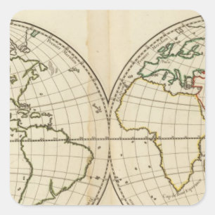 Wereldkaart met Latitude en Latitude Vierkante Sticker