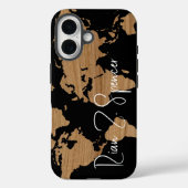 Wereldkaart met naam op zwart Case-Mate iPhone case (Achterkant)