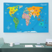 Wereldkaart met vlaggen spandoek (Beurs)