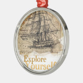 Wereldkaart Metalen Ornament (Links)