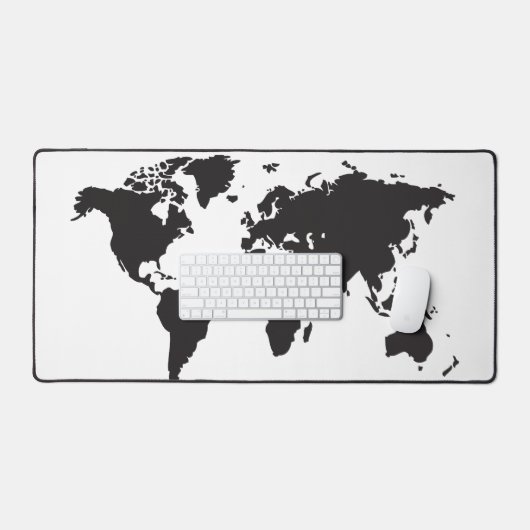 Wereldkaart Minimalistisch ontwerp in zwart-wit Bureaumat (Keyboard & Muis)