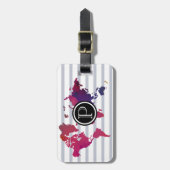 wereldkaart monogram Initiaal Moderne afbeelding S Bagagelabel (Voorkant verticaal)