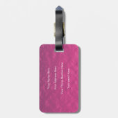 Wereldkaart Monogram Roze Paars Roos Glitter Bagagelabel (Achterkant verticaal)