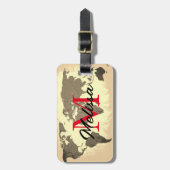 Wereldkaart  Monogrammen Reiser Elegant Favor Bagagelabel (Voorkant verticaal)