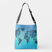 wereldkaart | Neon Blue Stripes Crossbody Tas (Achterkant)