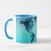 wereldkaart | Neon Blue Stripes Mok (Links)