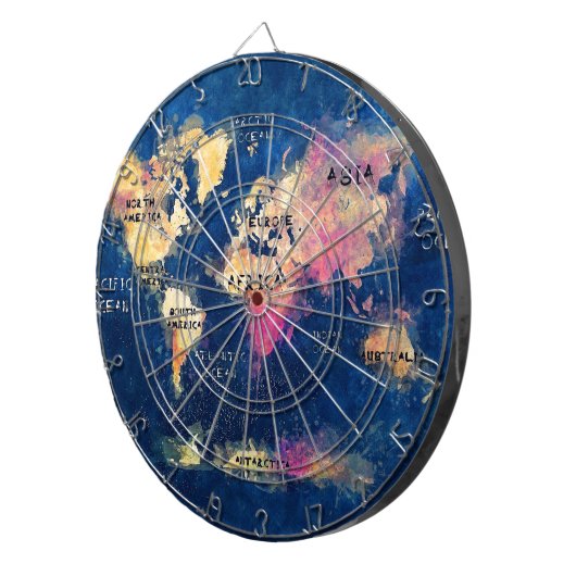 wereldkaart OCEANS en continenten Dartbord (Voorkant Rechts)