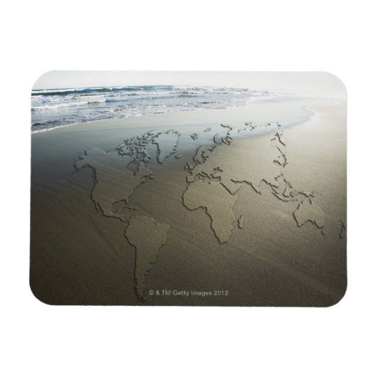 Wereldkaart op zand magneet (Horizontaal)