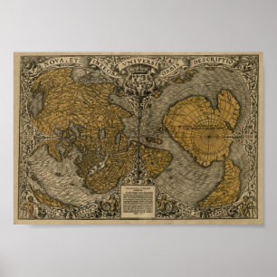 Wereldkaart Oronce Fine 1531 Poster