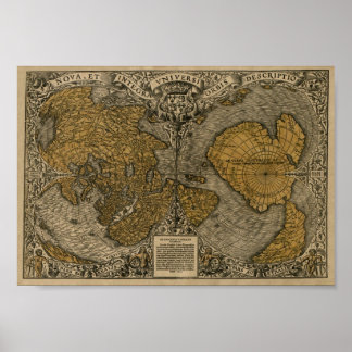 Wereldkaart Oronce Fine 1531 Poster
