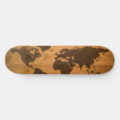 Wereldkaart over houten korrels skateboard (Horizontaal)