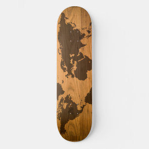 Wereldkaart over houten korrels skateboard