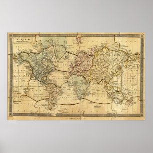 Wereldkaart over Mercators Projection Poster