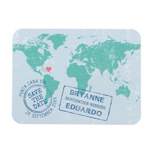 wereldkaart paspoort EDITABLE KLOR Opslaan Datum Magneet (Horizontaal)