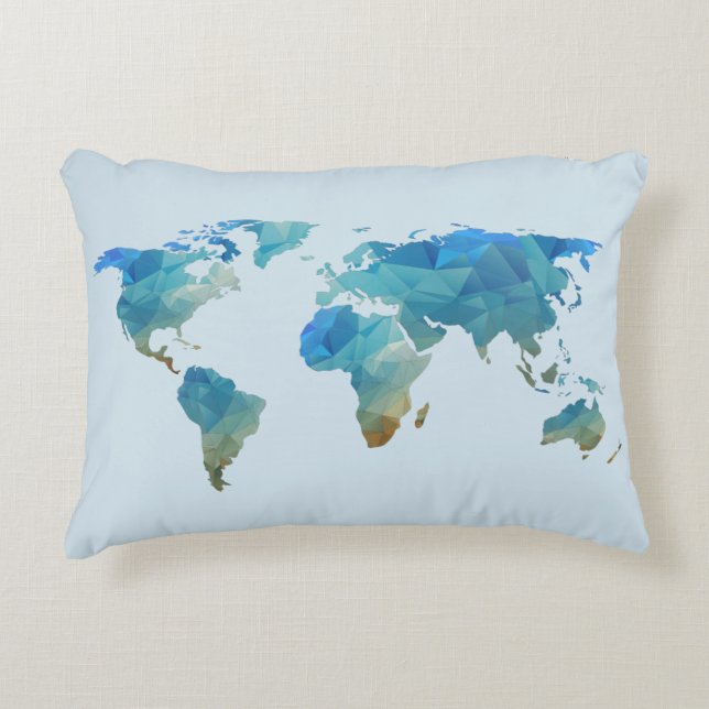 wereldkaart Pillow Decoratief Kussen (Voorkant)