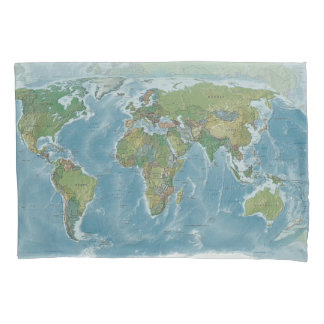 wereldkaart Pillow Hoesje - reizen, walsen Kussensloop