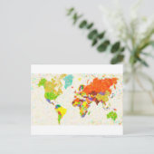 wereldkaart plattegronden briefkaart (Staand voorkant)