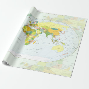 Wereldkaart Politieke Atlas Poster: Moderne Decora Cadeaupapier