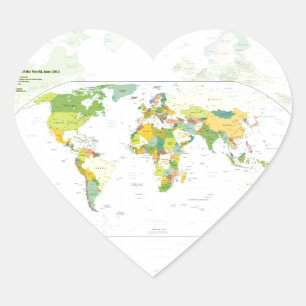 Wereldkaart Politieke Atlas Poster: Moderne Decora Hart Sticker